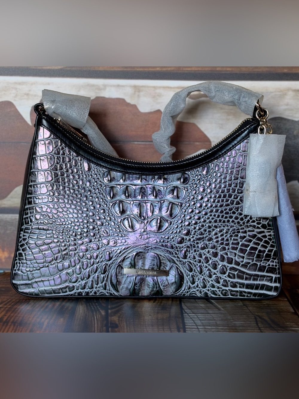 FIRM >> BRAHMIN NWT DUSK GLEAMING ESME SATCHEL ~ GENUINE LEATHER PRICE FIRM HTF - Picture 12 of 14